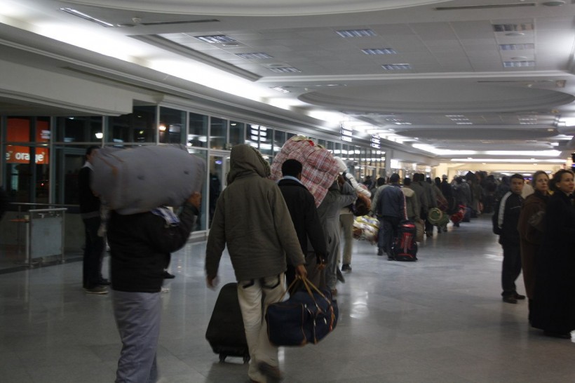 Bangladeshi migrants from Libya at Djerba airport