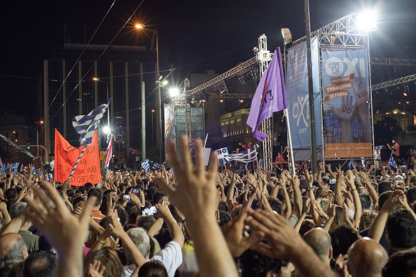 Greek Referendum Demonstration for NO syntagma square Athens Greece