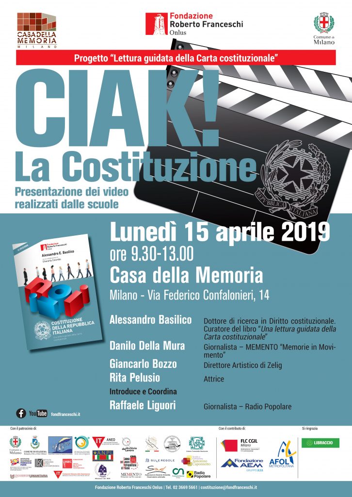 15 aprile Casa della memoria ciak la costituzione